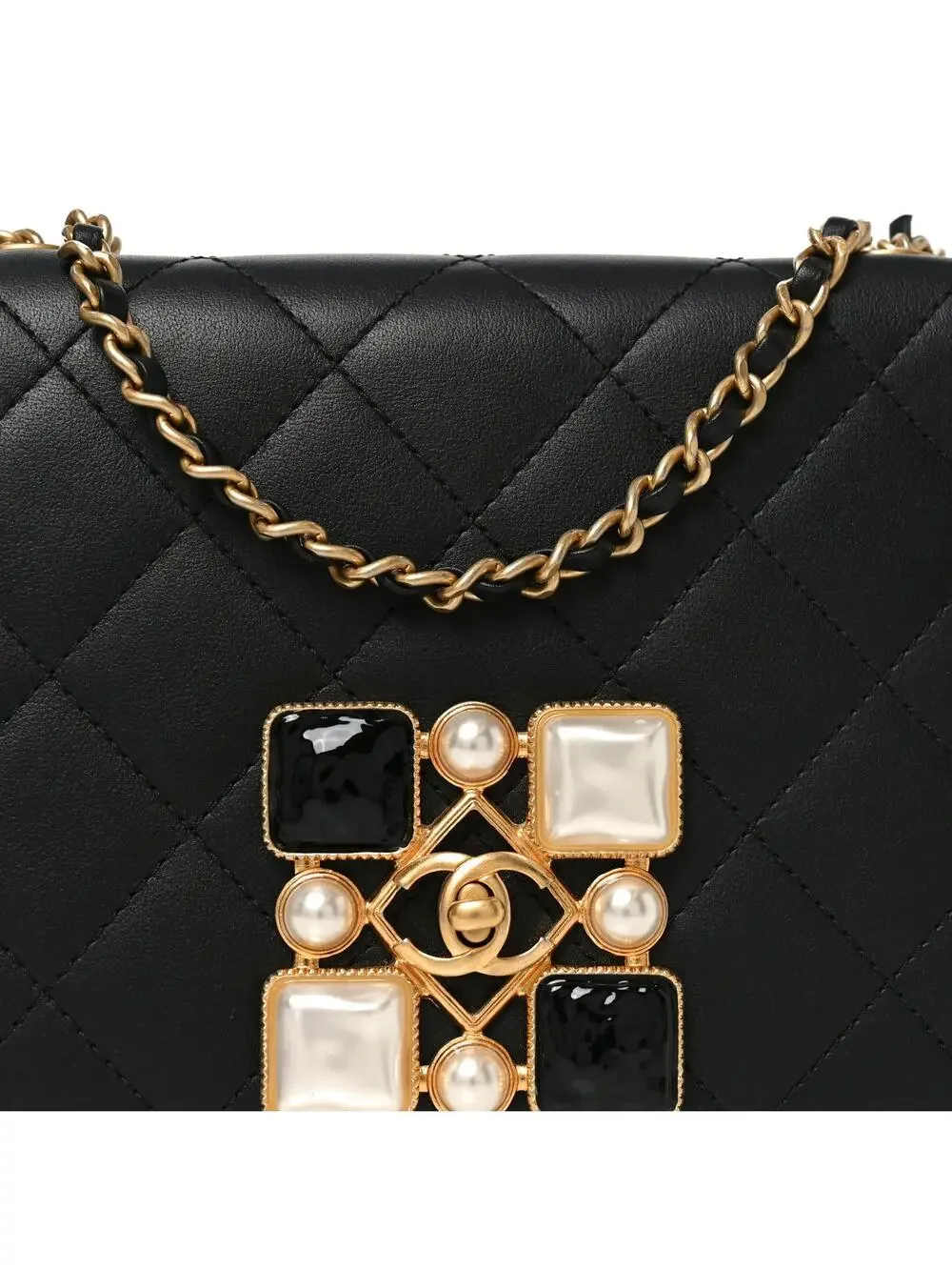 Chanel Calfskin Quilted Crystal Pearl #328282C37B